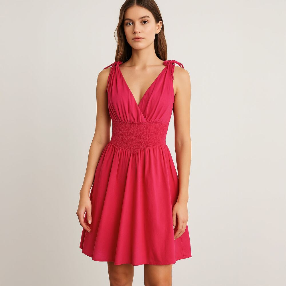 H&M Divided Hot Pink Surplice Sundress Sz 4